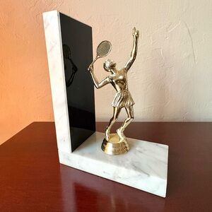 Vintage Tennis Marble Bookend Trophy